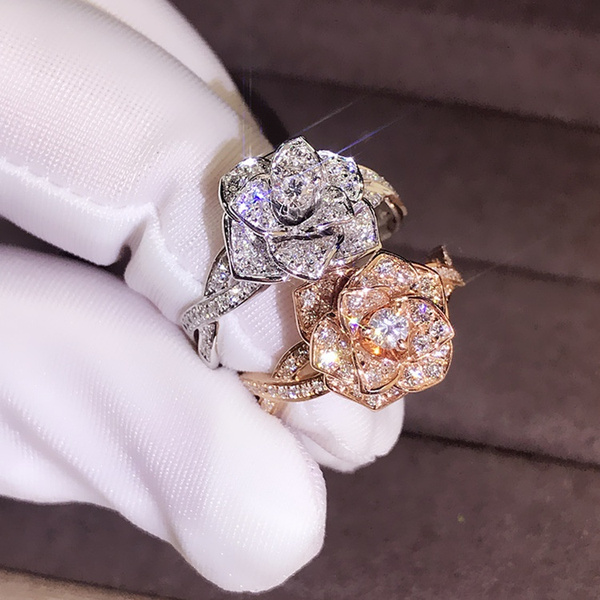Stunning 26ct AAAAA CZ Simulated Diamond Rose Gold Wedding & Engagement Ring  For Women Ring With Side Stones 925 Sterling Silver Jewelry From Huafei10,  $18.53 | DHgate.Com
